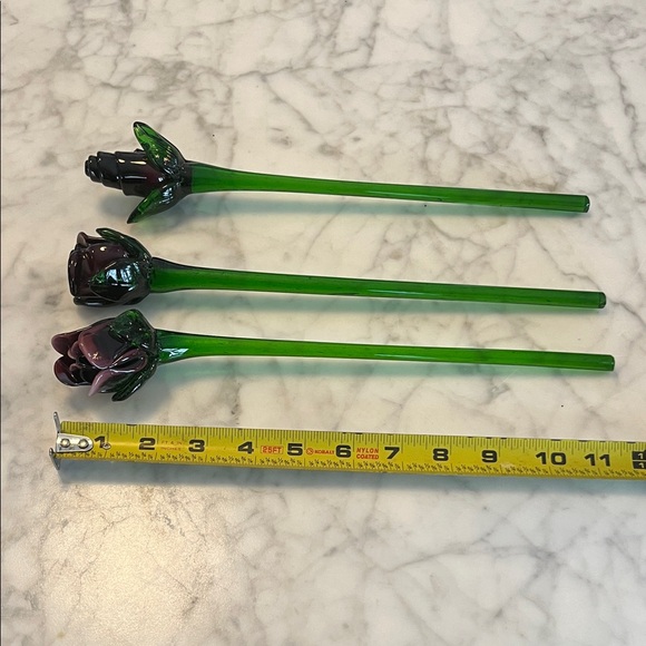 Vintage Glass Flower Stems Green, Purple, Mauve - Picture 9 of 10